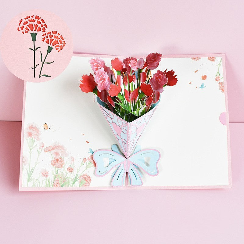 3D Popup Flower Bouquet Cards Gifts for Mothers Day