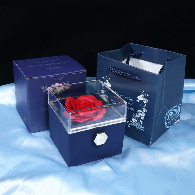 Rotating Soap Flower Rose Gift Box and Jewelry for Women