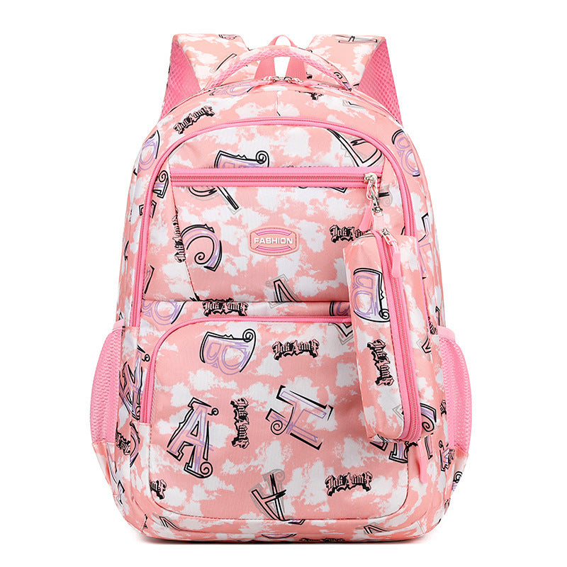 New Letter Print Backpack With Pencil Case Fashion Sweet Primary School Students Schoolbag For Girls Boys