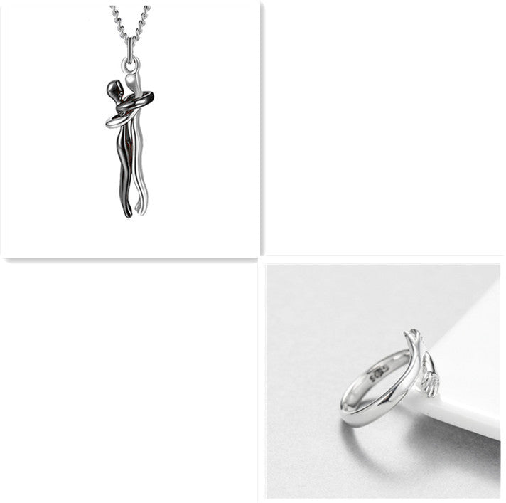 Love Hug Necklace Couple Jewellery Clavicle Chain Pendant Gift