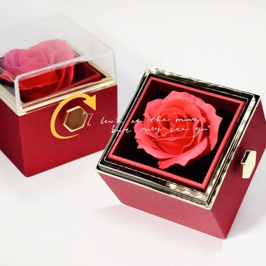 Rotating Soap Flower Rose Gift Box and Jewelry for Women