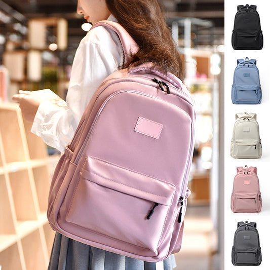 Fashion Oxford Backpack Waterproof Large Capacity Junior High School Students Schoolbag Girls Solid Campus Travel Bags