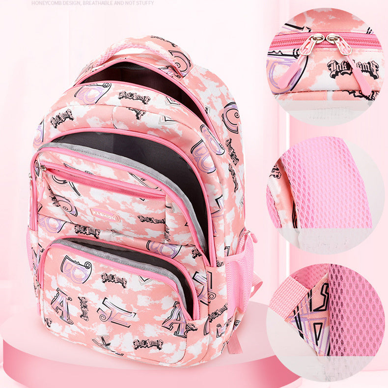 New Letter Print Backpack With Pencil Case Fashion Sweet Primary School Students Schoolbag For Girls Boys