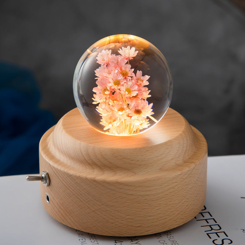 LED Night Light Flower Crystal Ball Bedroom Ambient Light Creative Gift