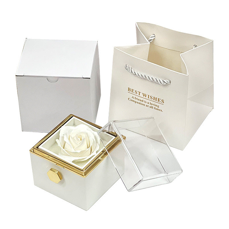 Rotating Soap Flower Rose Gift Box and Jewelry for Women
