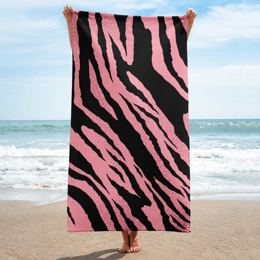 Pink Tiger Beach Towel