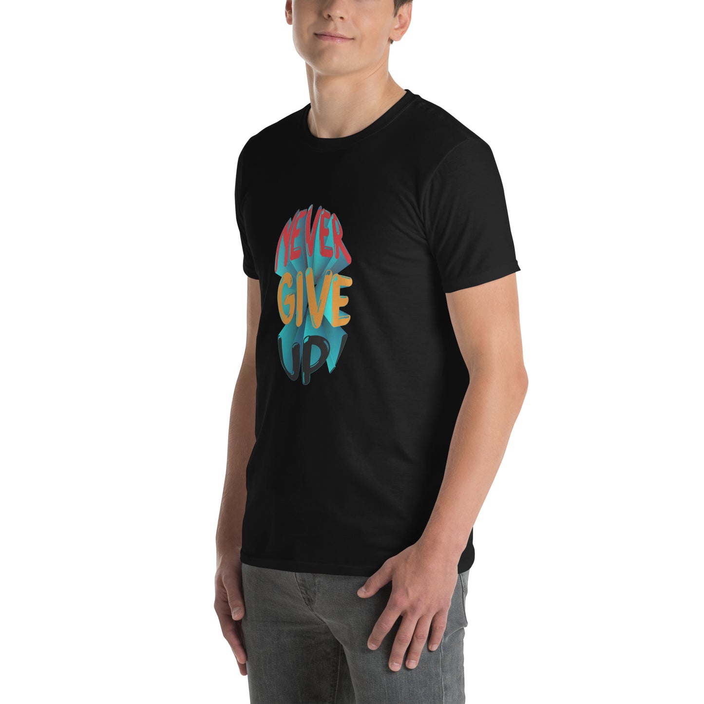 Never Give up Embroidered Short-Sleeve T-Shirt