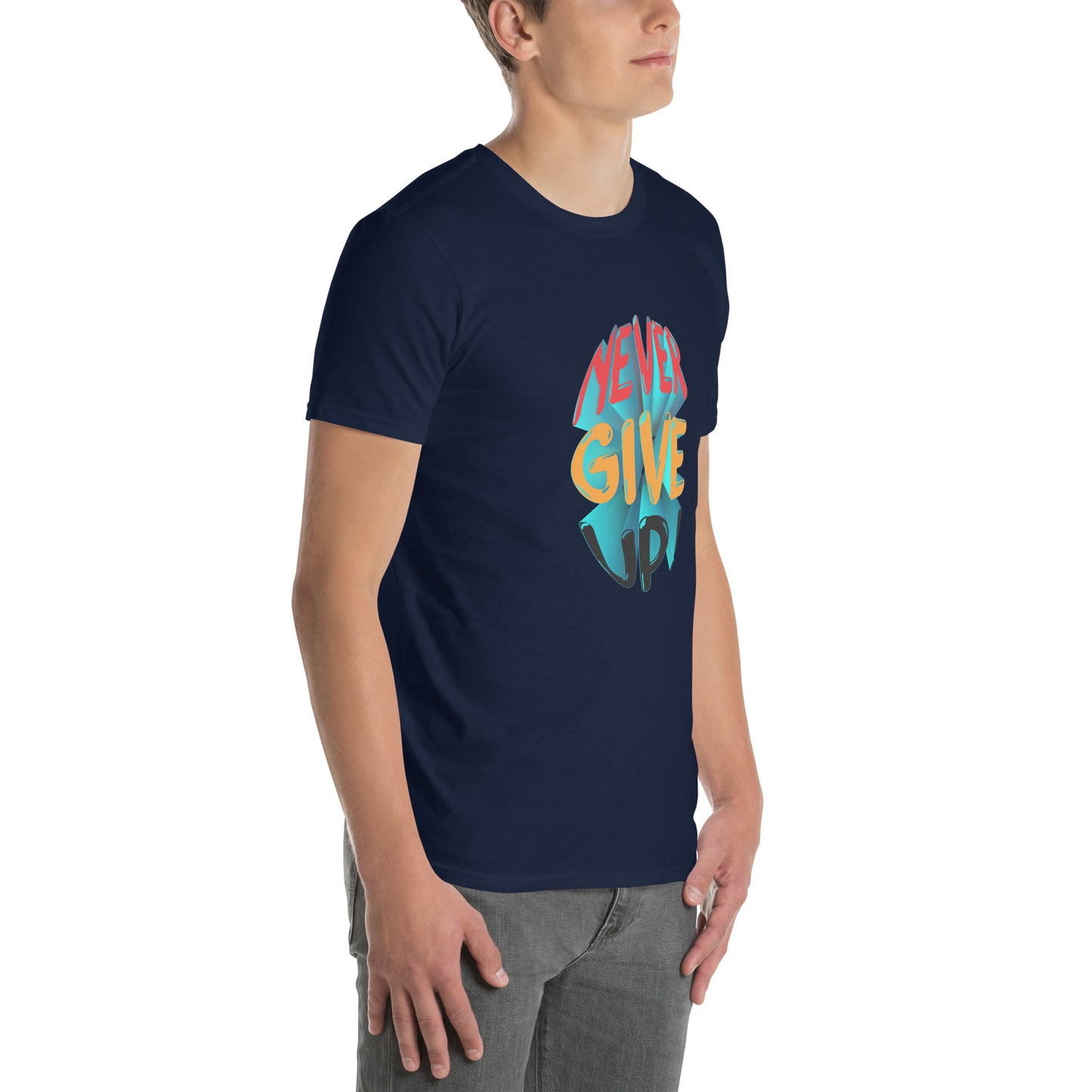 Never Give up Embroidered Short-Sleeve T-Shirt