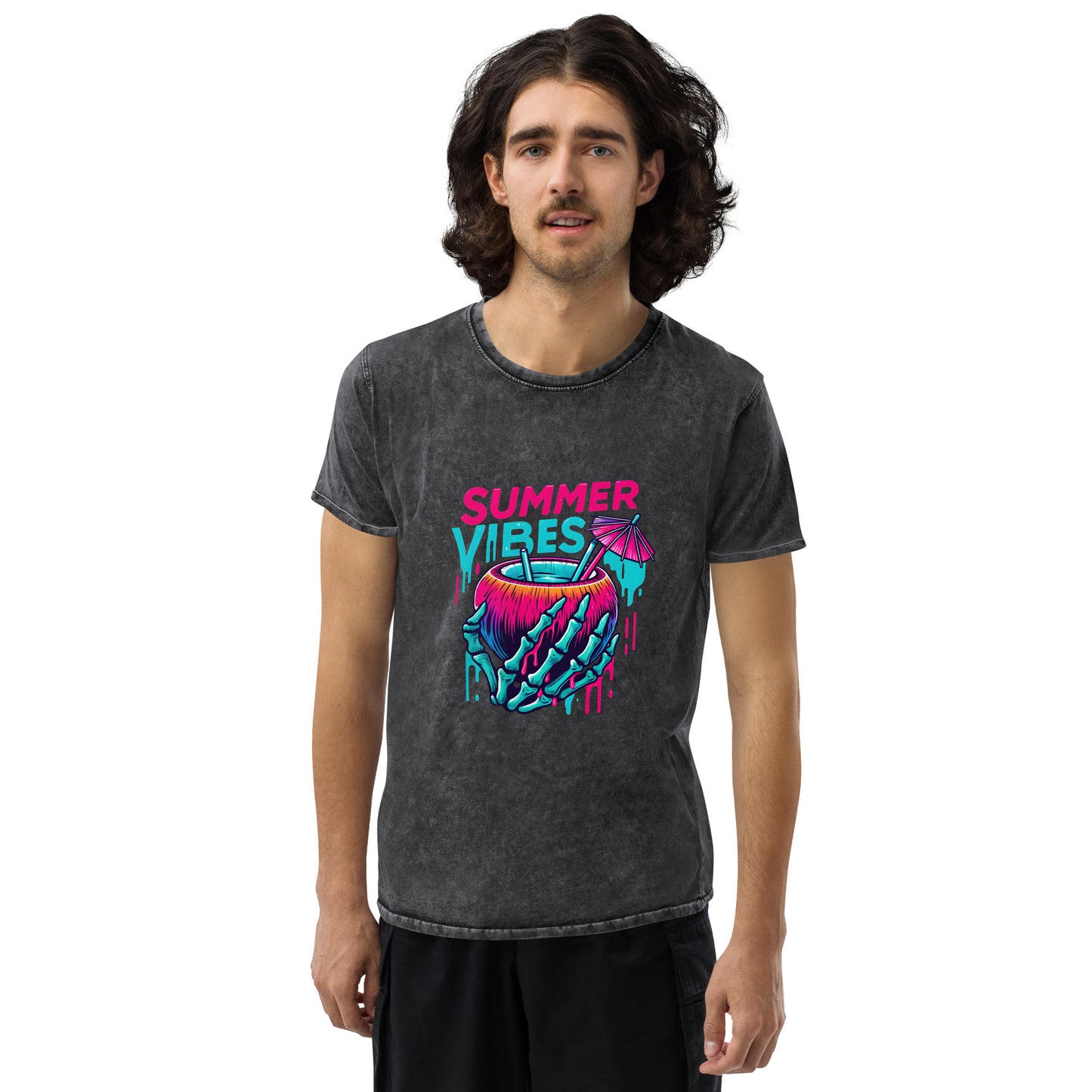 Crazy Summer Vibes Drink Denim T-Shirt