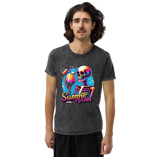 Cool Drink Summer Vibes Denim T-Shirt