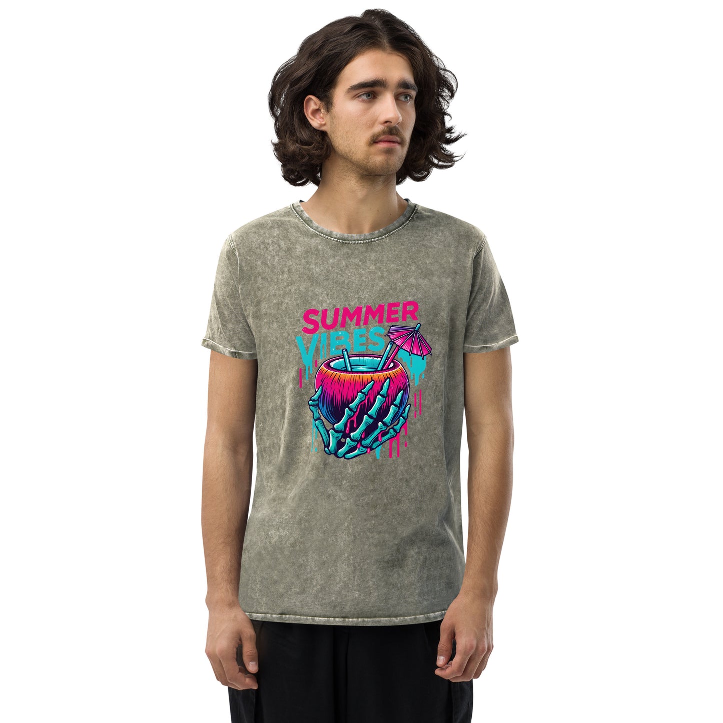 Crazy Summer Vibes Drink Denim T-Shirt