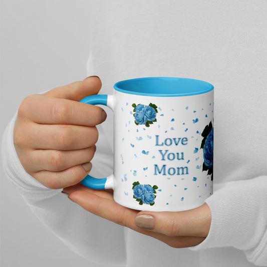 Blue Roses Mother's Day Mug with Blue trim