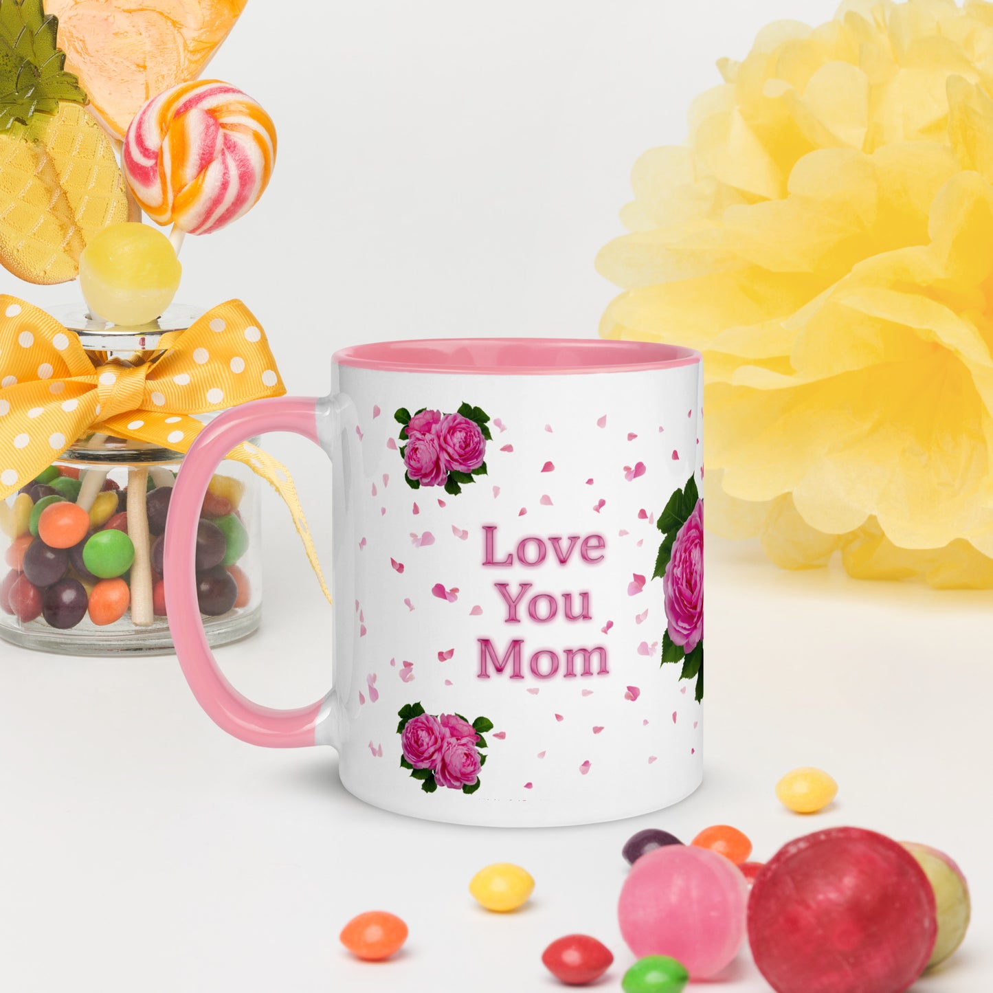 Pink Roses Mother's Day Mug with pink trim