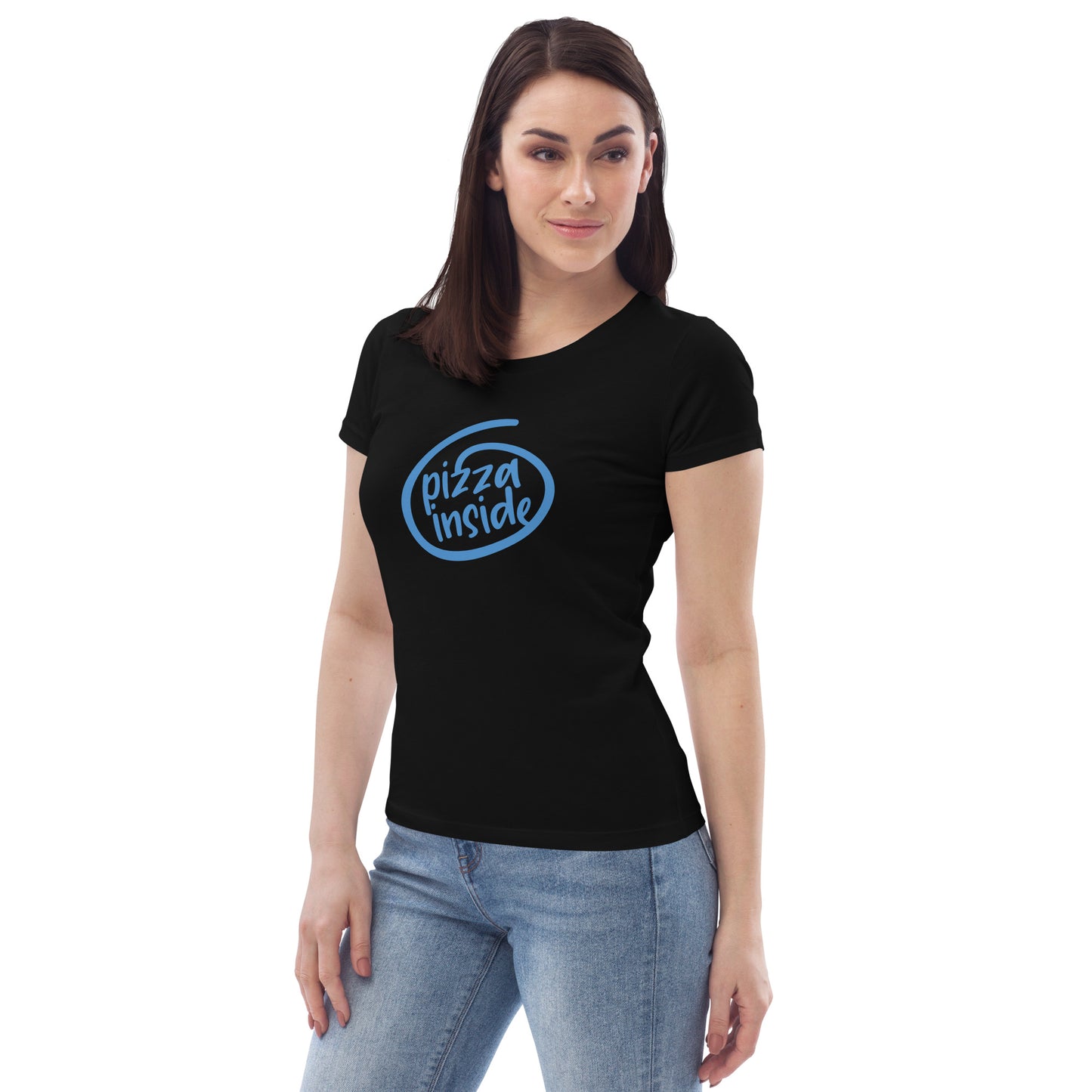 Women's Pizza Inside Fitted Eco tee