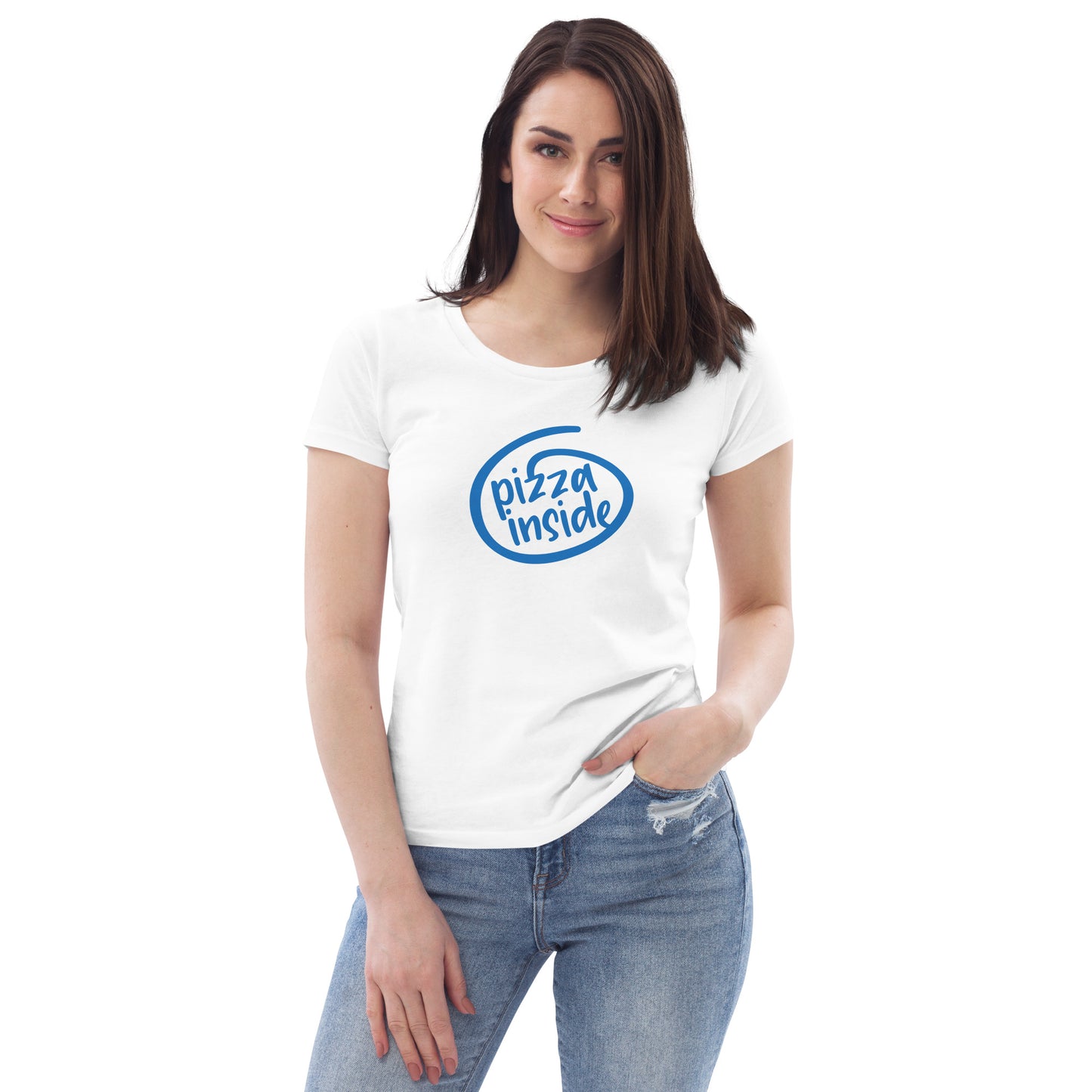 Women's Pizza Inside Fitted Eco tee